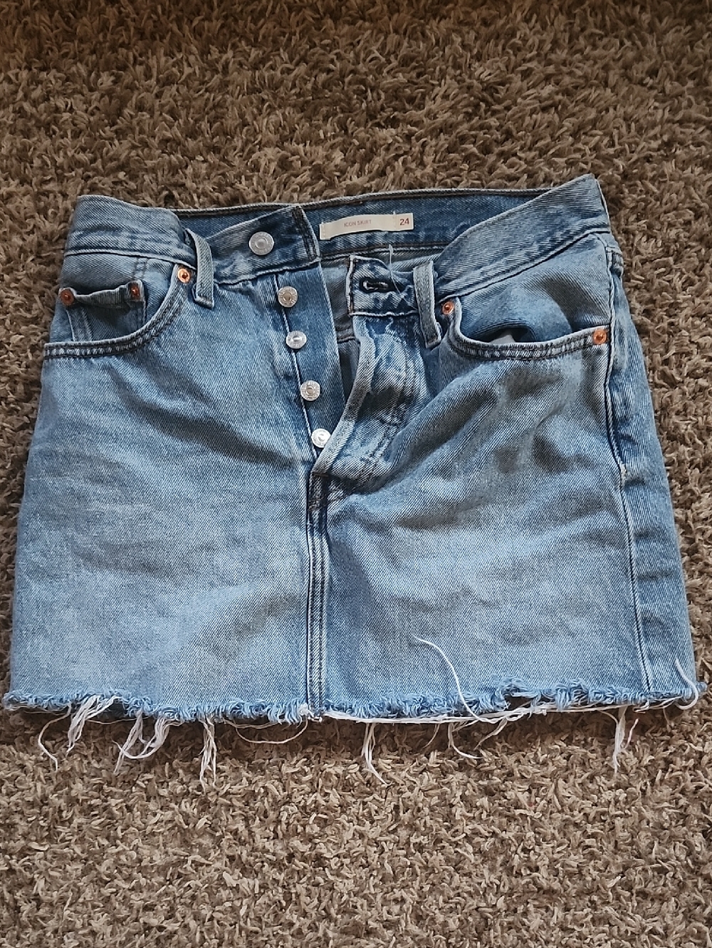 Levi's Light Blue Distressed Denim Mini Skirt